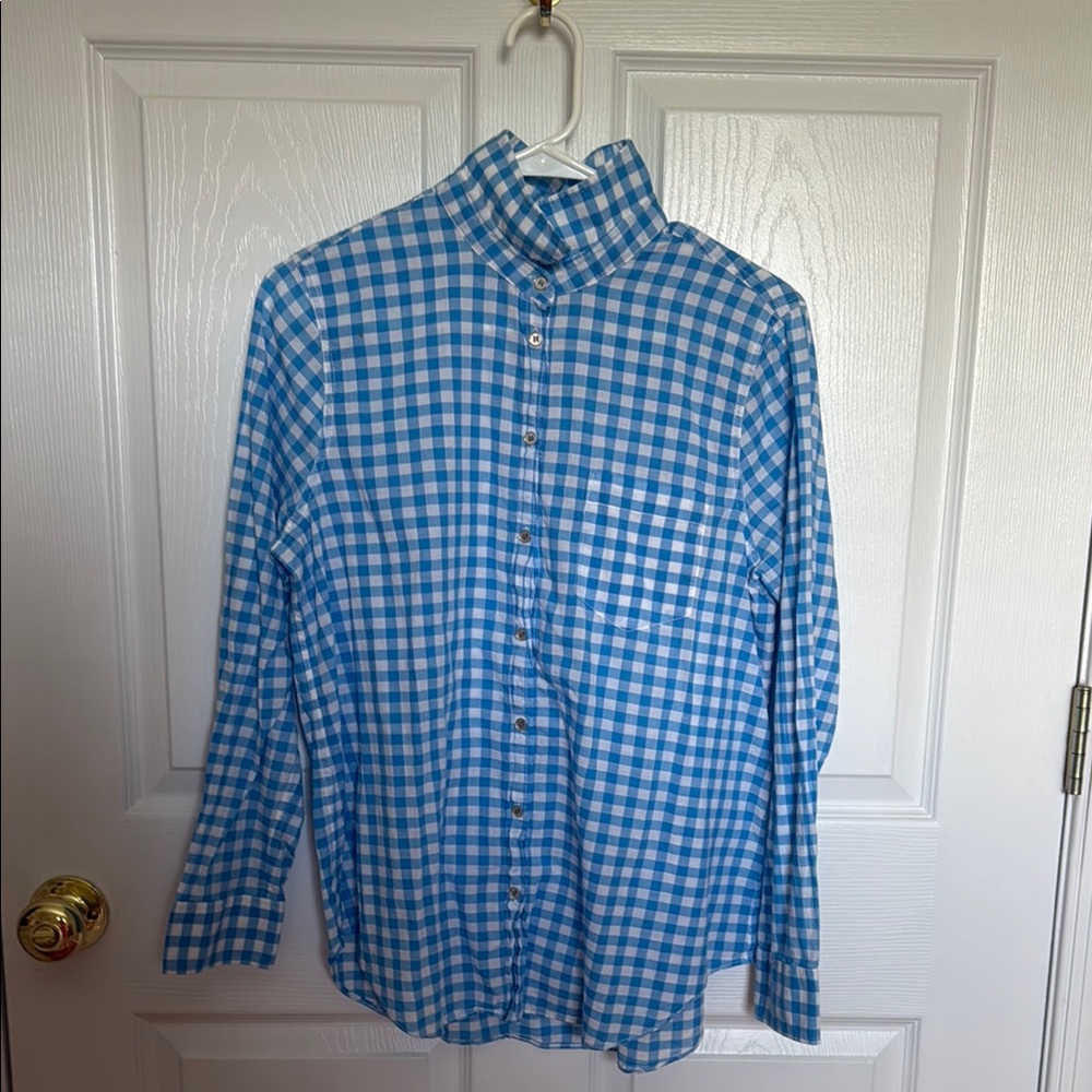 Large Petite Blue Checkered J-Crew Shirt
